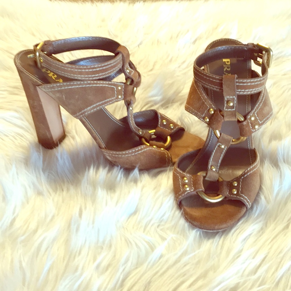 Brown Suede Prada Sandals